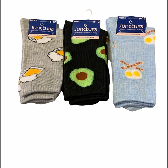 Juncture 3PK of Graphic Fun Food And Drink Crew Socks. - Picture 1 of 2